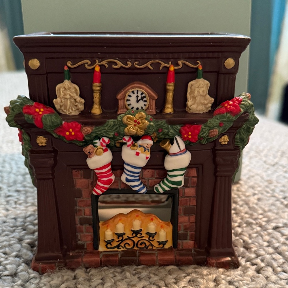PartyLite Holiday Fireplace Decor with Red and Green Accents